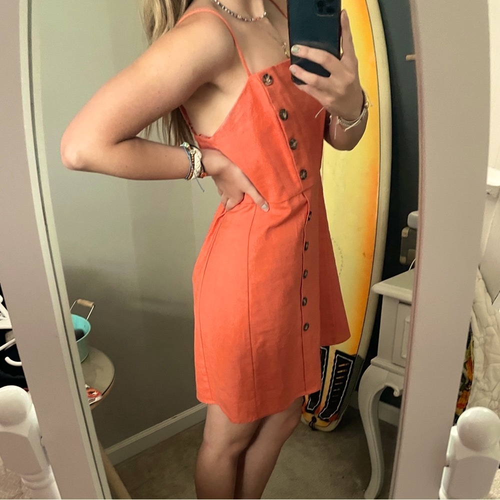 Copper Key coral button dress.